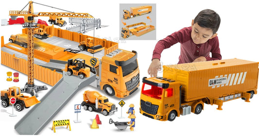 Camion Giocattolo per Bambini Veicoli da Cantiere Gru Gioco Betoniera Garage ecc