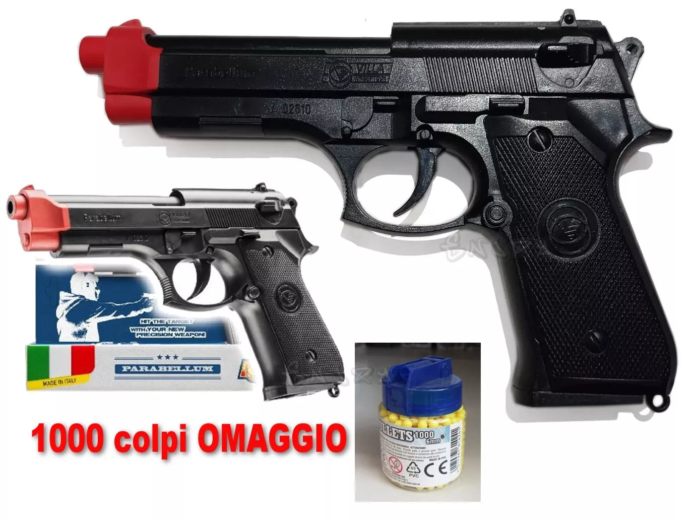 Pistola giocattolo a pallini calibro 6 mm con 1000 colpi omaggio pistola polizia