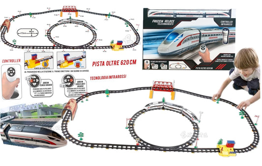Pista Treno Elettrico Pista trenino a batteria per bambini treno freccia 620 cm