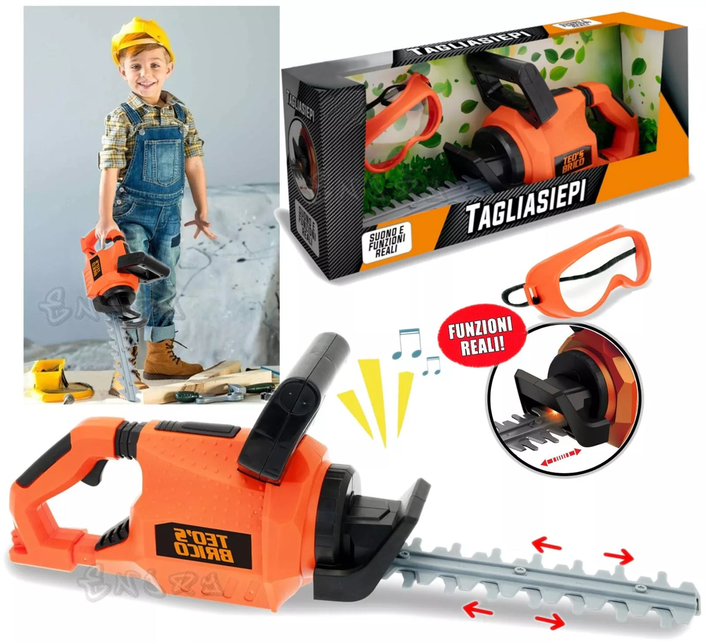 tagliasiepi giocattolo per bambini gioco tagliaerba SUONI e LUCI gioco giardino