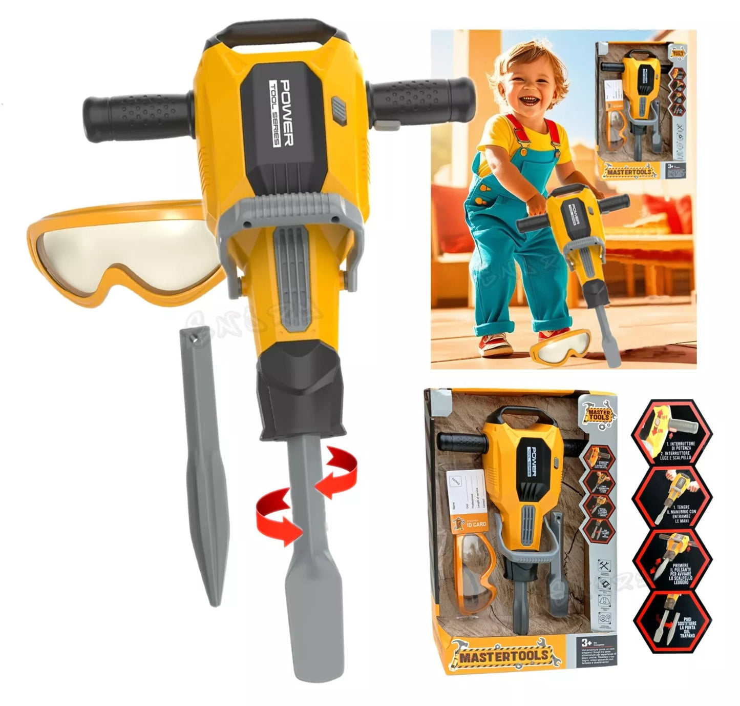 Martello giocattolo per bambini martello pneumatico demolitore gioco + accessori