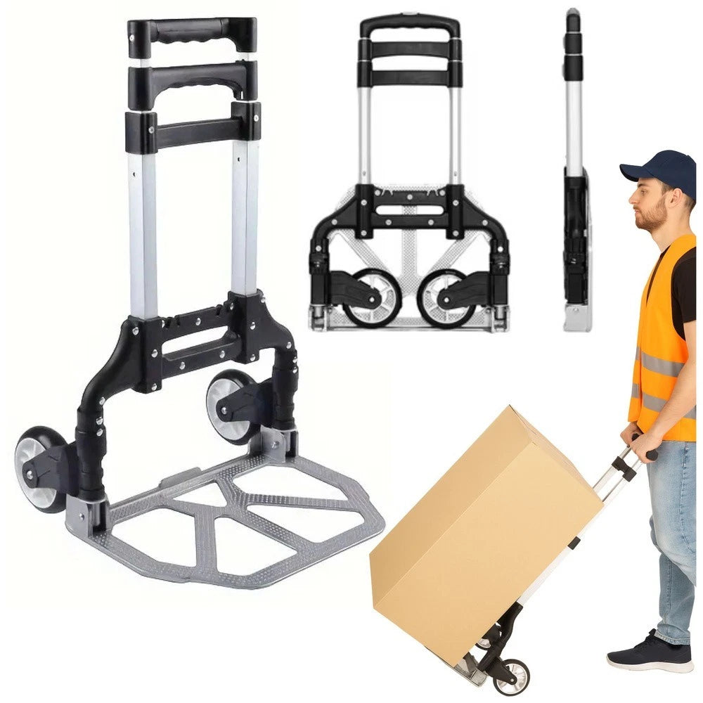 Carrello portapacchi carrello da trasporto pieghevole carico 70 Kg in alluminio