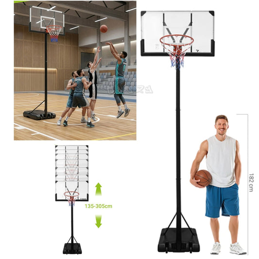 canestro da basket con piantana altezza regolabile max 305 cm anello regolamentare 45 cm