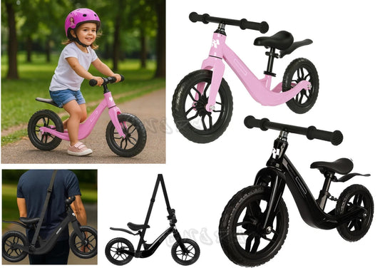 bicicletta senza pedali pedagogica bici equilibrio regolabile bambini + tracolla per il trasporto