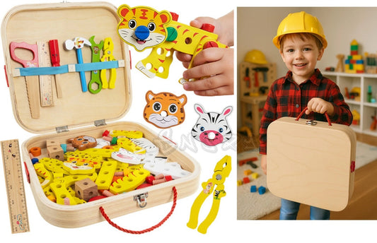 BANCO ATTREZZI in legno giocattolo banchetto costruzioni meccano gioco bambini