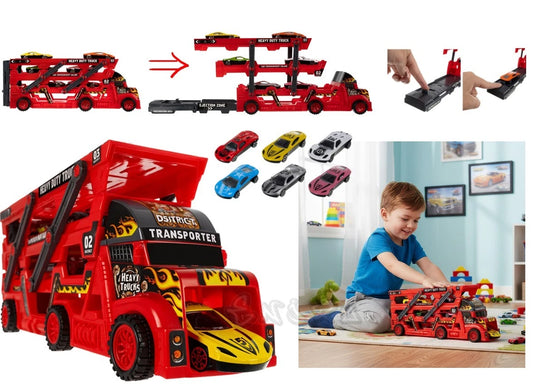 CAMION GRANDE BISARCA BAMBINI TIR TRASPORTO MACCHININE GIOCATTOLO + LANCIO AUTO