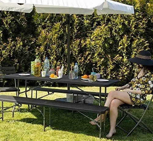 Tavolo pieghevole da giardino tavolino 180x75 richiudibile a valigetta x esterno