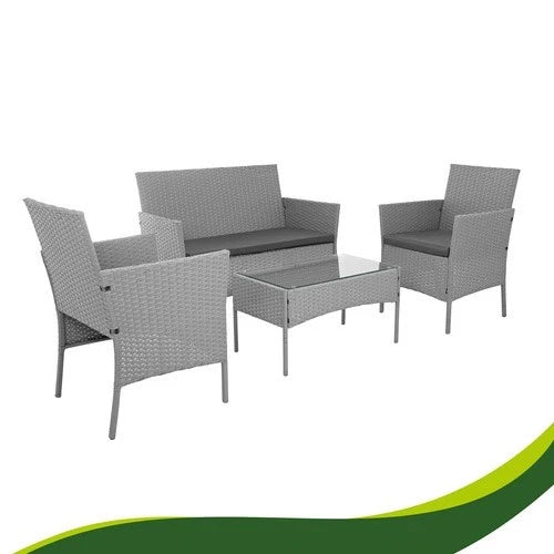 SET DA GIARDINO TERRAZZO 4 POSTI IN ECORATTAN- VARI COLORI- CON CUSCINI