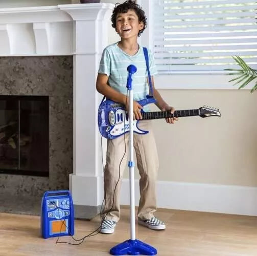 chitarra elettrica per bambini con asta e microfono set karaoke con luci