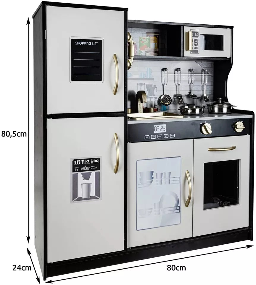 CUCINA IN LEGNO PER BAMBINI GRANDE con FRIGO FORNO ACCESSORI LUCI