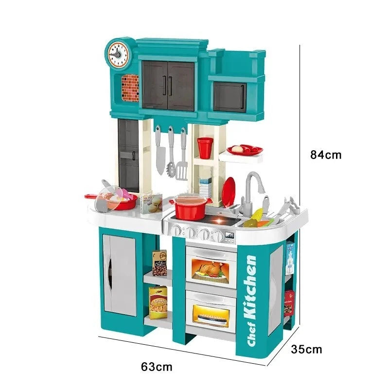 Cucina Giocattolo per Bambini Grande con Acqua luci Suoni e Accessori h. 84 cm