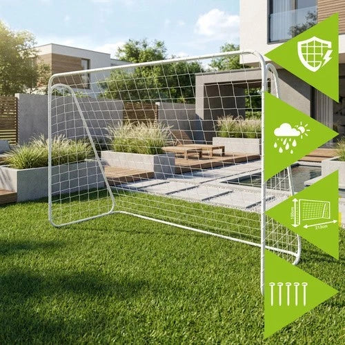 porta da calcio in metallo da esterno porta calcio e calcetto giardino con rete 213x150x90 cm