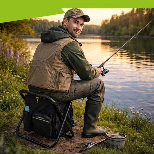 Sedia da pesca sgabello campeggio con borsa termica alimenti bevande sedia zaino