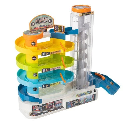 Grande Garage 4 piani set gioco garage pista macchine per bambini con 6 veicoli