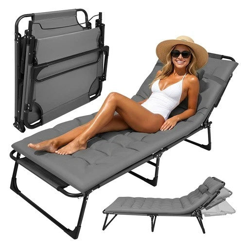sdraio reclinabile lettino pieghevole prendisole con cuscino imbottito per casa,giardino,campeggio,mare o piscina