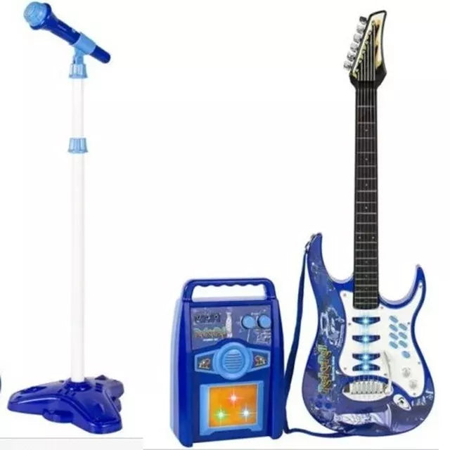 chitarra elettrica per bambini con asta e microfono set karaoke con luci