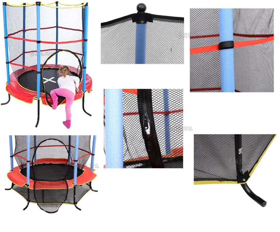 Trampolino Tappeto Elastico Bambini Rete Sicurezza Giardino Giochi h. 202 cm