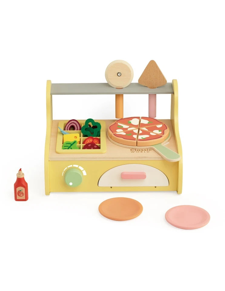 forno della pizza giocattolo in legno cibo e accessori gioco cucina chef pizza