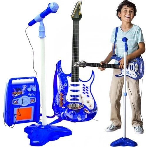chitarra elettrica giocattolo bambini CON MICROFONO ASTA chitarra rock