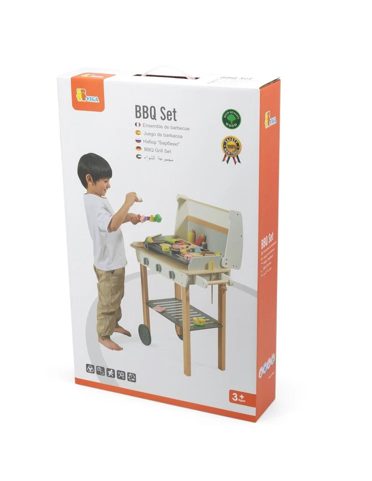 barbecue giocattolo in legno set bbq gioco con cibo e accessori per bambini