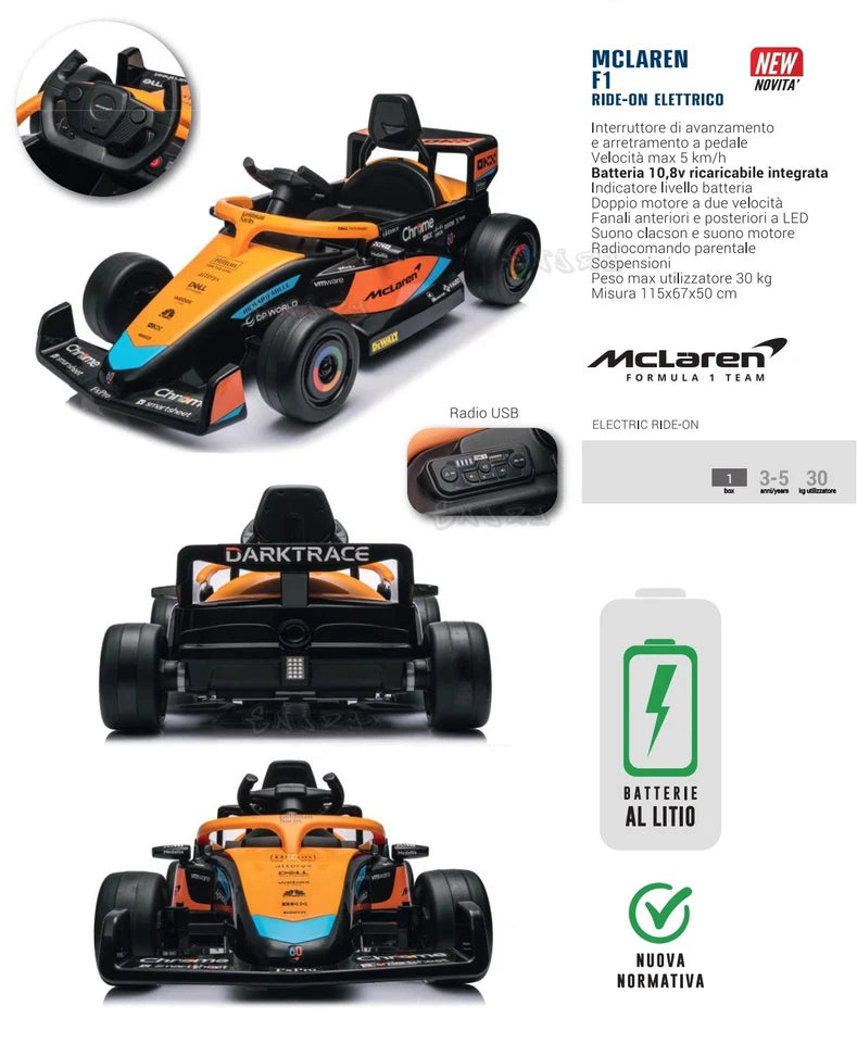 Auto elettrica per bambini McLaren Formula 1 - 12 V litio macchina elettrica