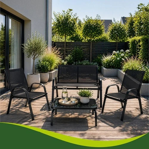 SET mobili TERRAZZO DA GIARDINO 4 POSTI sedie tavolo panca divano in acciaio