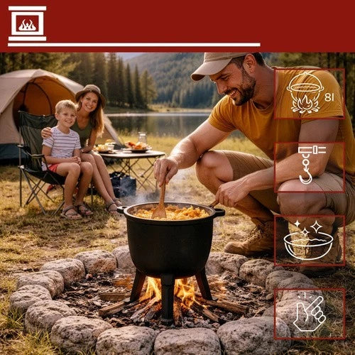 calderone da caccia pentolone in ghisa Dutch Oven pentola da campeggio per fuoco