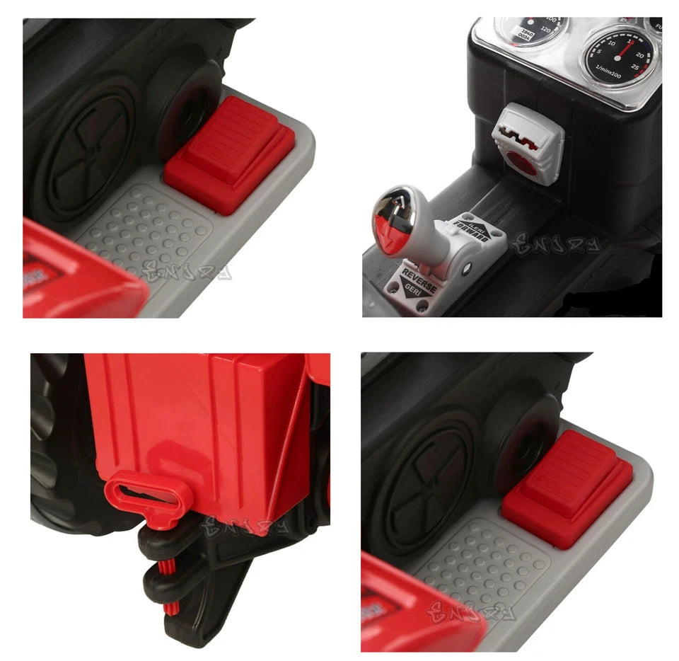 Trattore elettrico per bambini trattore rosso grande con sedile regolabile