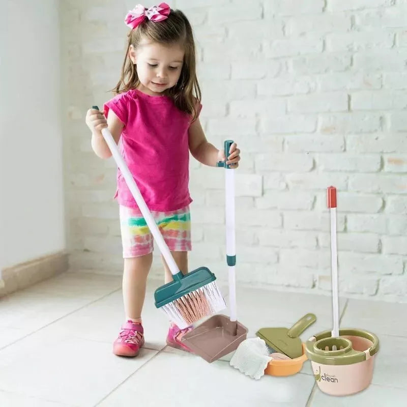 gioco aspirapolvere set giocattolo pulizie per bambini con scopa straccio secchi