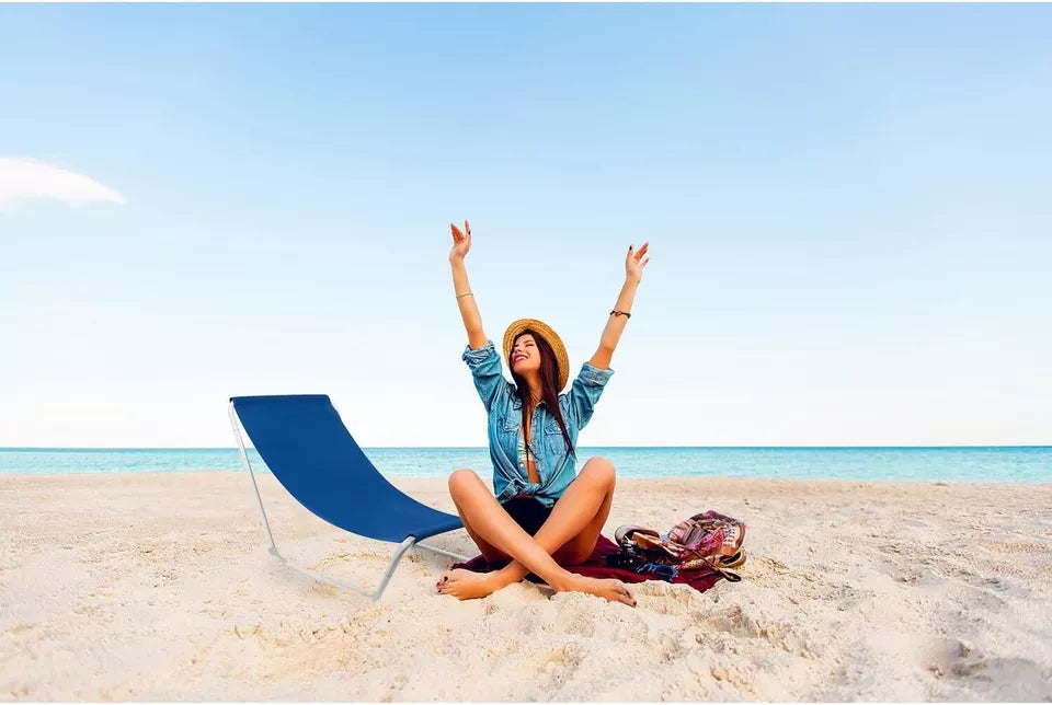 Set 2 Sedie da spiaggia + borse sdraio pieghevole portata fino a 110 kg