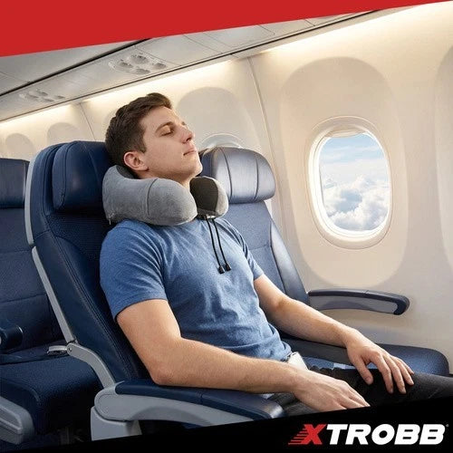 cuscino da viaggio set aereo auto treno con poggiatesta mascherina e tappi orecchie