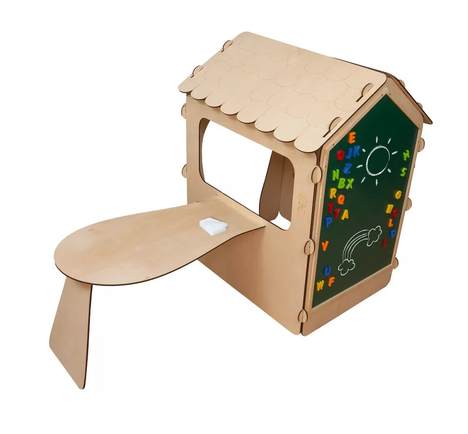 casa per bambini in legno casetta gioco con lavagna luci e tavolo