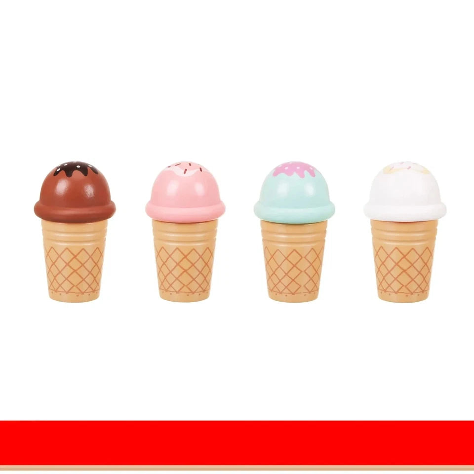 giocattolo in legno "la mia gelateria" set gioco gelati con accessori e dolci