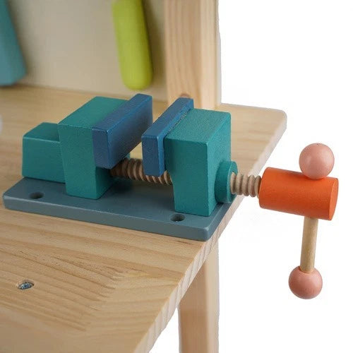 BANCO da lavoro giocattolo in legno con ATTREZZI banchetto bambini GIOCO h.79 cm