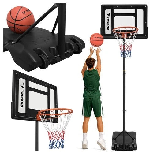canestro da basket con piantana h. regolabile da 150 a 259 cm con ruote e palla
