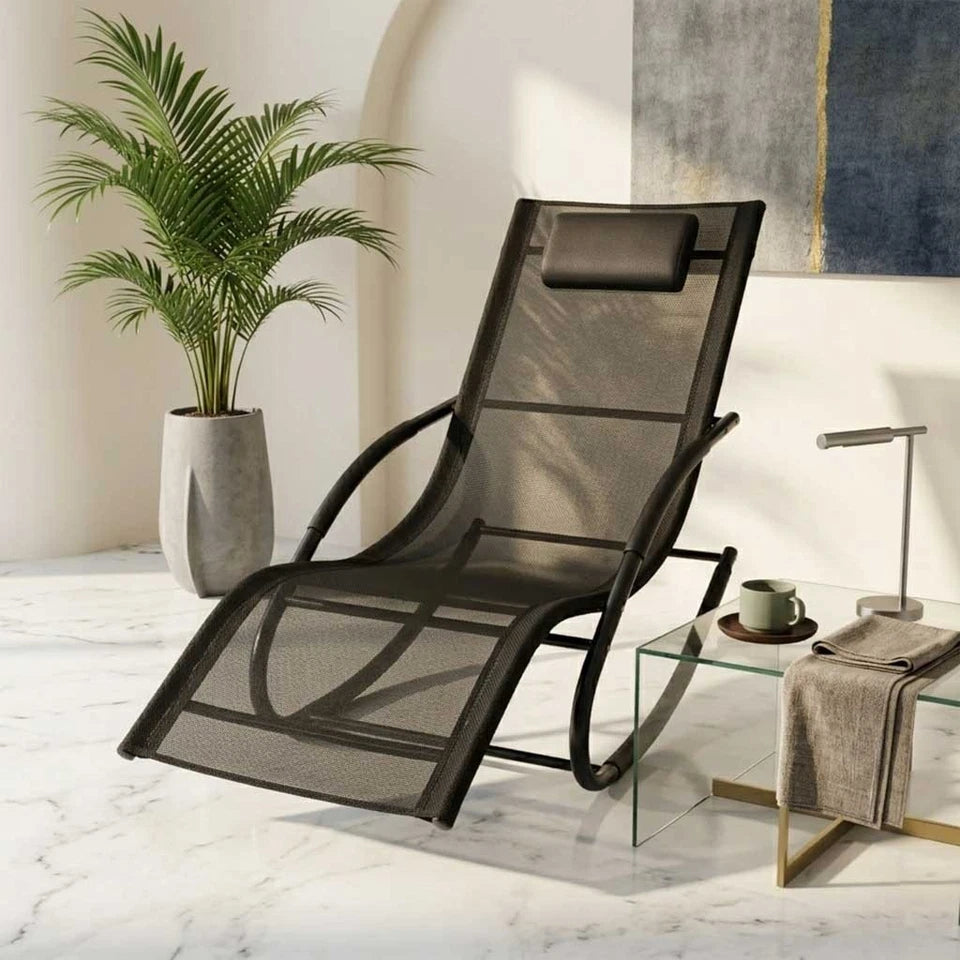 Sdraio da giardino sedia a dondolo portata 120 kg supporto in metallo impermeabile