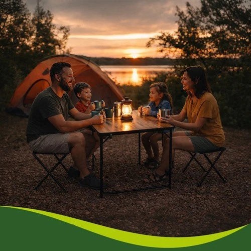 Tavolo campeggio pic nic+ 4 sgabelli richiudibile a valigetta altezza regolabile