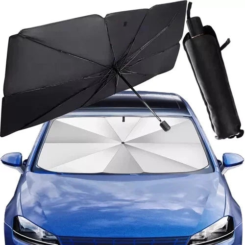 Parasole per Auto Parabrezza Anteriore ad Ombrello Portatile Pieghevole 132x76cm