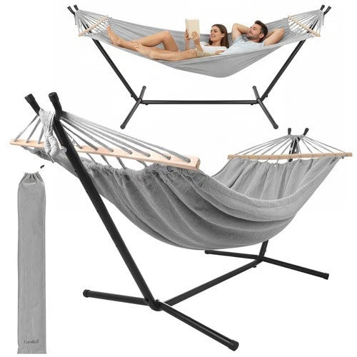 Amaca da giardino per 2 persone portata 250 kg con supporto in metallo