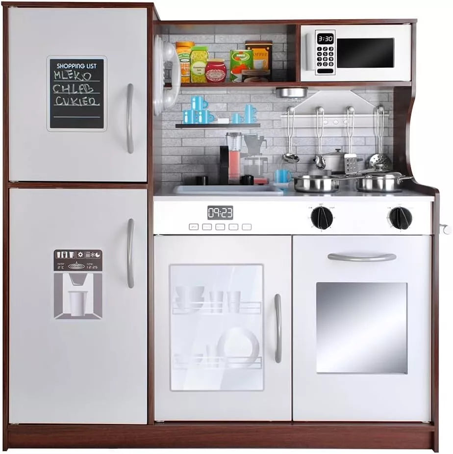 CUCINA PER BAMBINI Moderna IN LEGNO CUCINA con FRIGO FORNO PENTOLE E LUCE