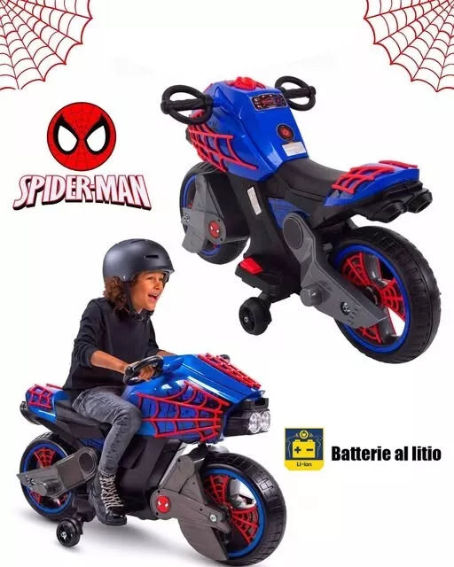 moto elettrica per bambini spiderman uomo ragno batteria litio 6V 3-7 anni