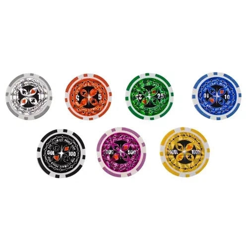Chips Poker Set da Poker di 500 fiches, Inclusi 2 Mazzi di Carte da Poker 5 Dadi