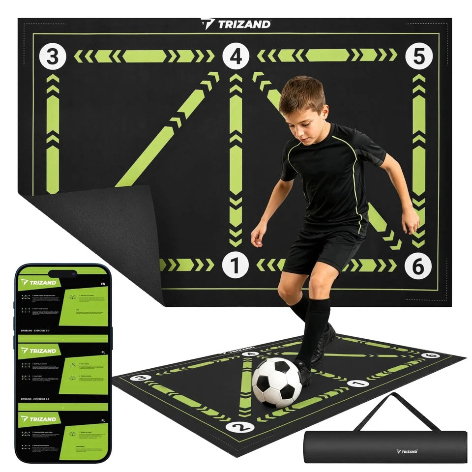 Tappeto Allenamento Calcio 60x90 Tappetino Dribbling Controllo + Pallone e sacca