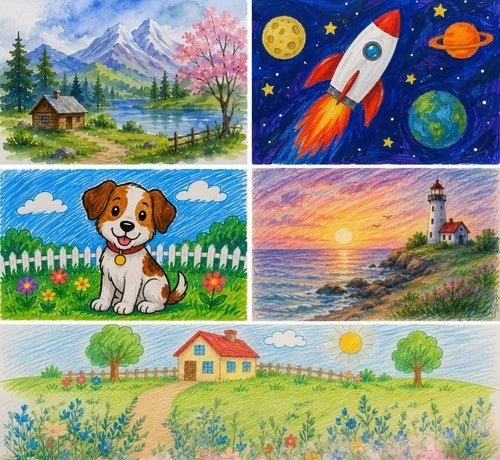 valigetta colori set pittura astronauta per bambini pastelli tempere pennarelli