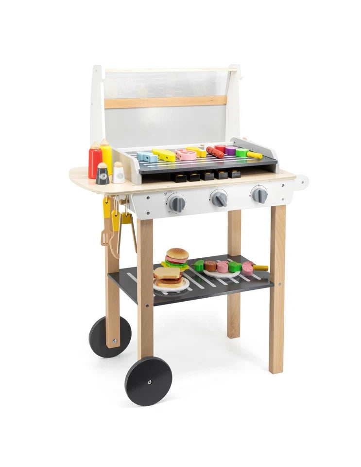 barbecue giocattolo in legno set bbq gioco con cibo e accessori per bambini