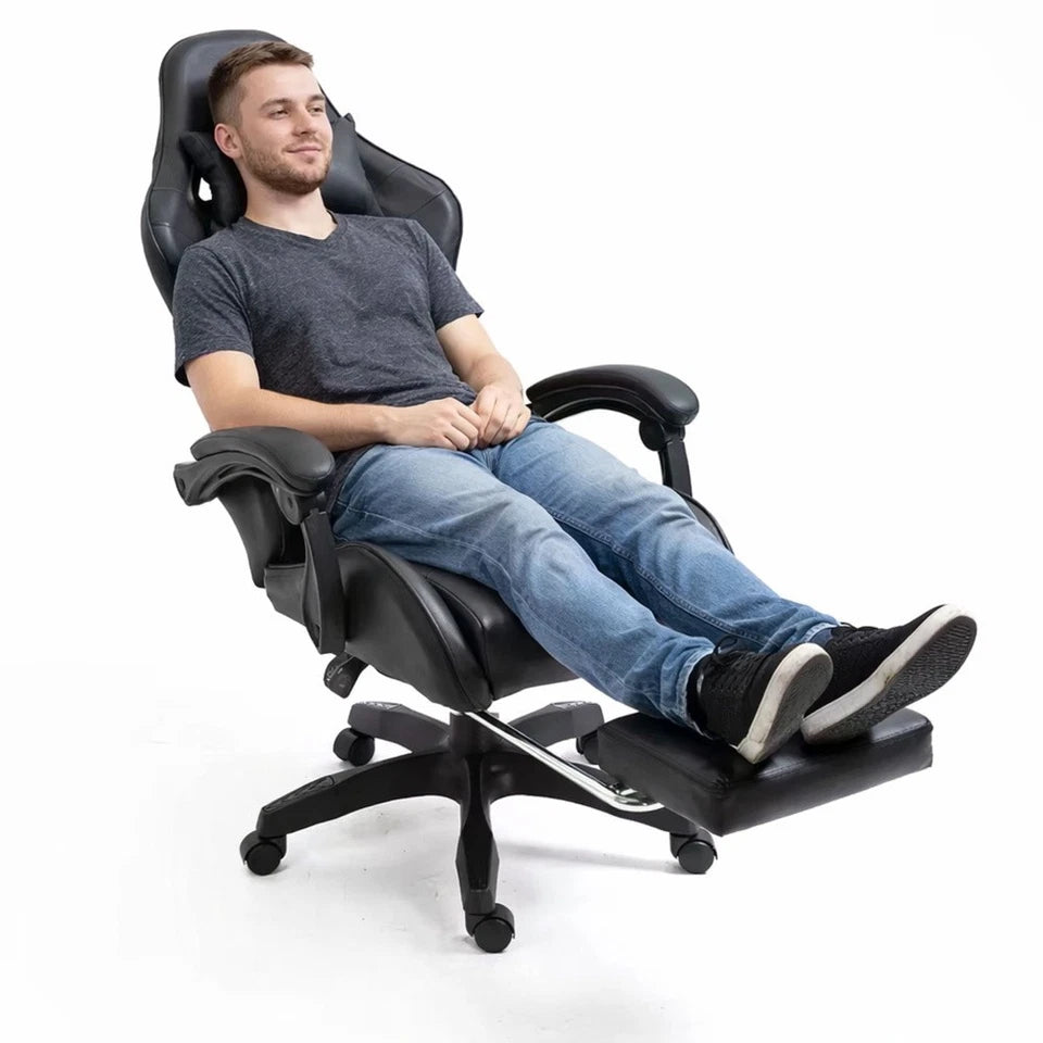 Sedia da Gaming in ecopelle Sedia gioco studio con poggiapiedi reclinabile