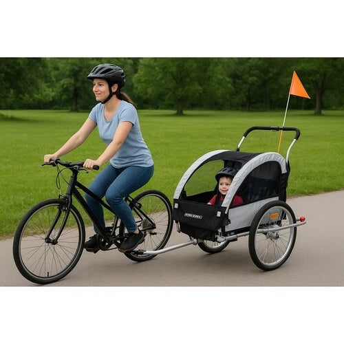 Rimorchio per Bicicletta Carrello porta bambini o Passeggino Trasporto cani