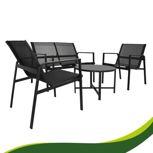 SET DA GIARDINO TERRAZZO 4 POSTI sedie tavolo panca divano in acciaio
