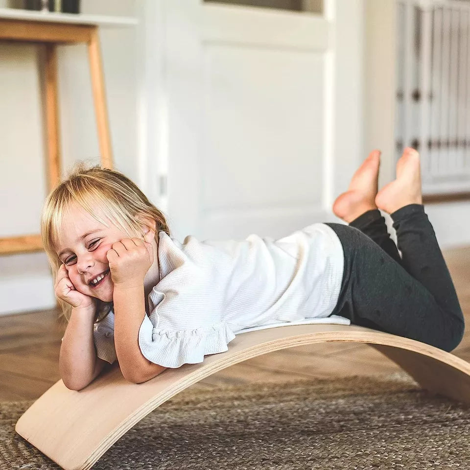 Balance board Montessori in legno naturale strumento equilibrio sviluppo motorio