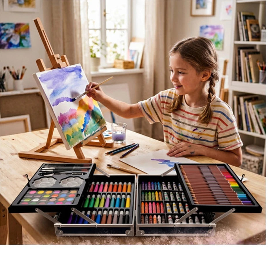 valigetta colori set pittura astronauta per bambini pastelli tempere pennarelli